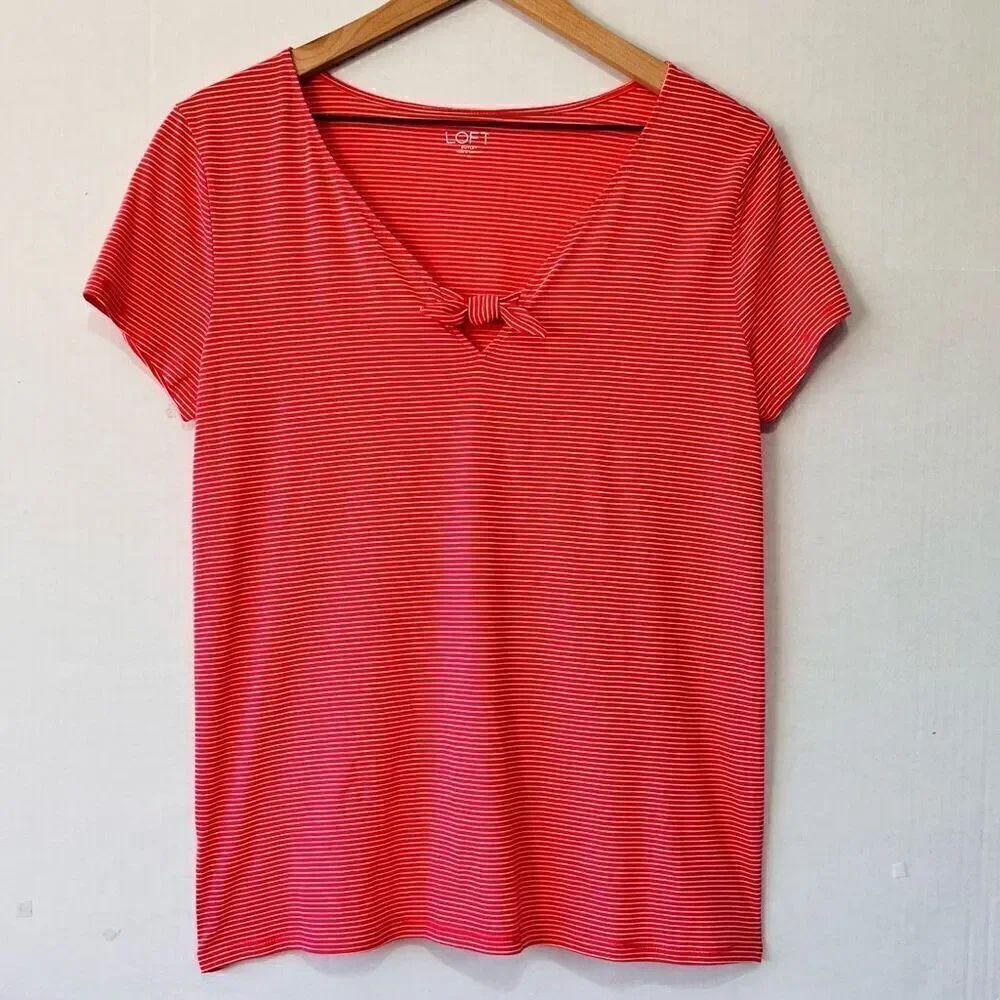 Loft Outlet Striped Short Sleeve Shirt   Sz M   EUC